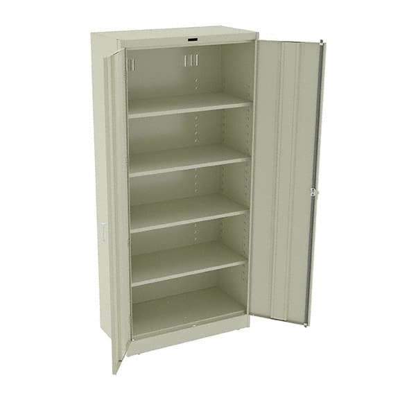 Tennsco - 5 Shelf Locking Storage Cabinet - Steel, 36" Wide x 18" Deep x 78" High, Champagne/Putty - USA Tool & Supply