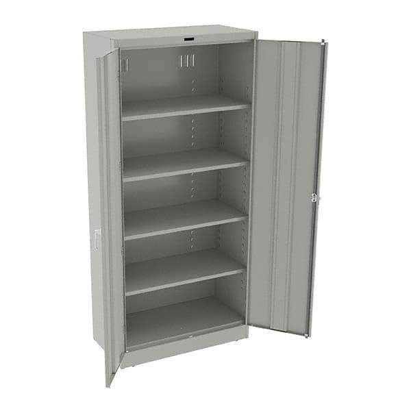 Tennsco - 5 Shelf Locking Storage Cabinet - Steel, 36" Wide x 18" Deep x 78" High, Light Gray - USA Tool & Supply