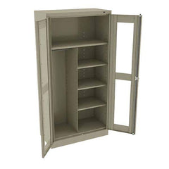 Tennsco - 6 Shelf Combination Storage Cabinet - Steel, 36" Wide x 18" Deep x 72" High, Sand - USA Tool & Supply