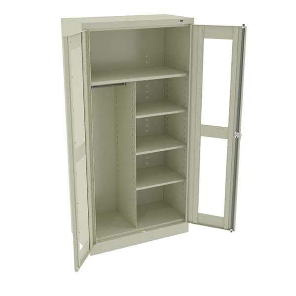 Tennsco - 6 Shelf Combination Storage Cabinet - Steel, 36" Wide x 18" Deep x 72" High, Champagne/Putty - USA Tool & Supply