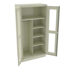 Tennsco - 6 Shelf Combination Storage Cabinet - Steel, 36" Wide x 18" Deep x 72" High, Champagne/Putty - USA Tool & Supply