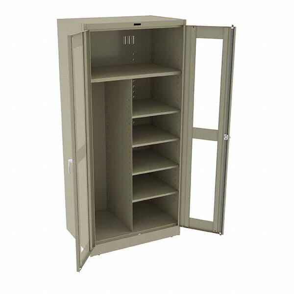 Tennsco - 6 Shelf Combination Storage Cabinet - Steel, 36" Wide x 24" Deep x 78" High, Sand - USA Tool & Supply