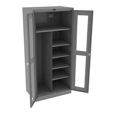 Tennsco - 6 Shelf Combination Storage Cabinet - Steel, 36" Wide x 24" Deep x 78" High, Medium Gray - USA Tool & Supply