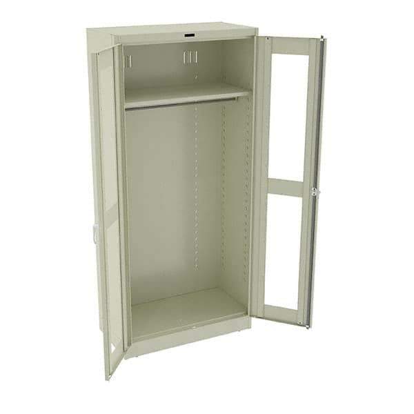 Tennsco - 2 Shelf Wardrobe Storage Cabinet - Steel, 36" Wide x 18" Deep x 78" High, Champagne/Putty - USA Tool & Supply