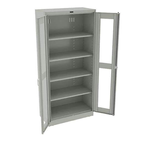 Tennsco - 5 Shelf Visible Storage Cabinet - Steel, 36" Wide x 18" Deep x 78" High, Light Gray - USA Tool & Supply