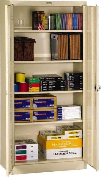 Tennsco - 5 Shelf Locking Storage Cabinet - Steel, 36" Wide x 18" Deep x 72" High, Sand - USA Tool & Supply