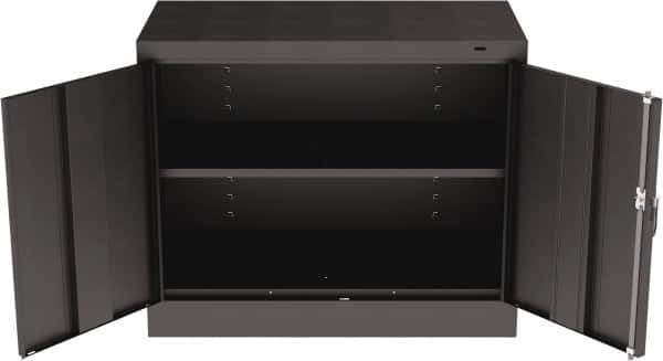 Tennsco - 2 Shelf Locking Storage Cabinet - Steel, 36" Wide x 18" Deep x 30" High, Black - USA Tool & Supply