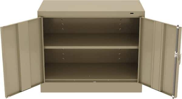 Tennsco - 2 Shelf Locking Storage Cabinet - Steel, 36" Wide x 18" Deep x 30" High, Sand - USA Tool & Supply