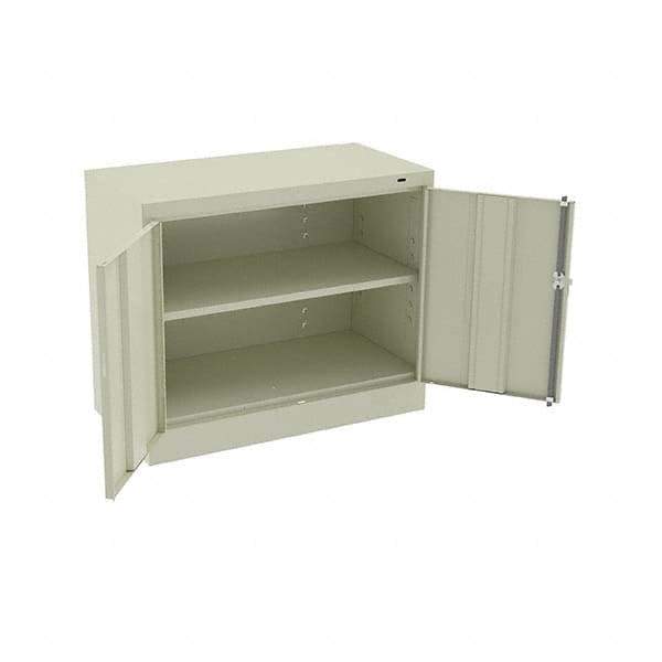 Tennsco - 2 Shelf Locking Storage Cabinet - Steel, 36" Wide x 18" Deep x 30" High, Champagne/Putty - USA Tool & Supply