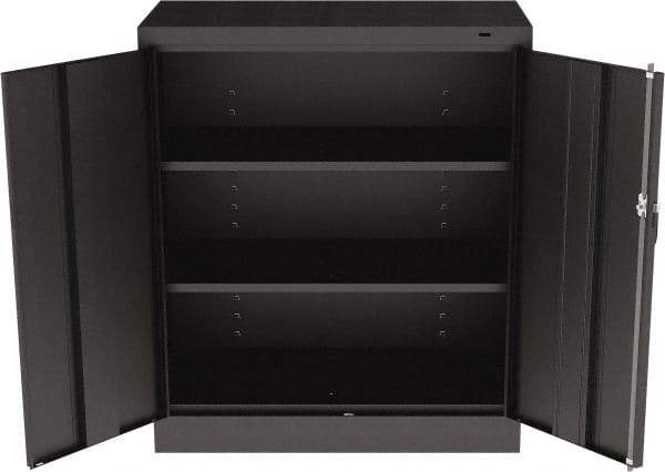 Tennsco - 3 Shelf Locking Storage Cabinet - Steel, 36" Wide x 18" Deep x 42" High, Black - USA Tool & Supply