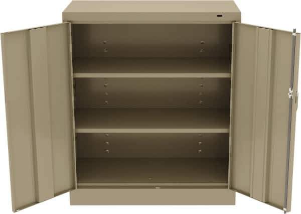 Tennsco - 3 Shelf Locking Storage Cabinet - Steel, 36" Wide x 18" Deep x 42" High, Sand - USA Tool & Supply