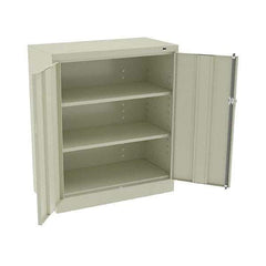 Tennsco - 3 Shelf Locking Storage Cabinet - Steel, 36" Wide x 18" Deep x 42" High, Champagne/Putty - USA Tool & Supply