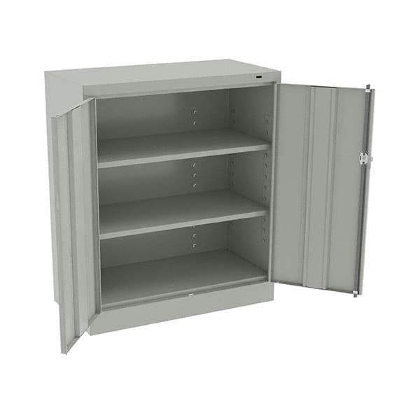 Tennsco - 3 Shelf Locking Storage Cabinet - Steel, 36" Wide x 18" Deep x 42" High, Light Gray - USA Tool & Supply