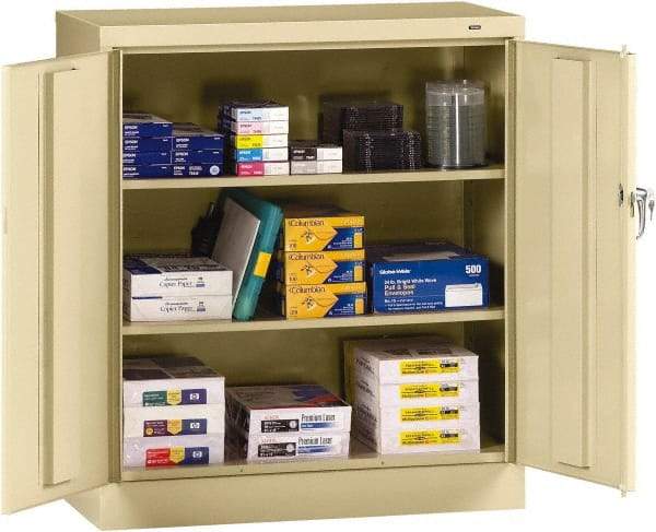 Tennsco - 3 Shelf Locking Storage Cabinet - Steel, 36" Wide x 18" Deep x 42" High, Medium Gray - USA Tool & Supply