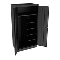 Tennsco - 6 Shelf Combination Storage Cabinet - Steel, 36" Wide x 24" Deep x 72" High, Black - USA Tool & Supply