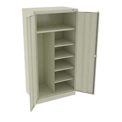 Tennsco - 6 Shelf Combination Storage Cabinet - Steel, 36" Wide x 24" Deep x 72" High, Champagne/Putty - USA Tool & Supply