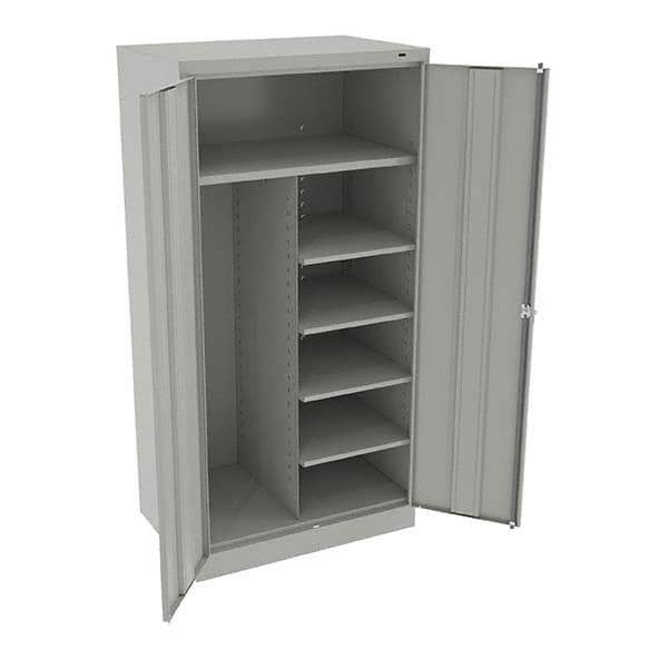 Tennsco - 6 Shelf Combination Storage Cabinet - Steel, 36" Wide x 24" Deep x 72" High, Light Gray - USA Tool & Supply