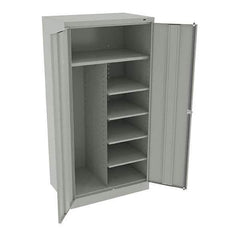 Tennsco - 6 Shelf Combination Storage Cabinet - Steel, 36" Wide x 24" Deep x 72" High, Light Gray - USA Tool & Supply