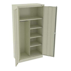 Tennsco - 6 Shelf Combination Storage Cabinet - Steel, 36" Wide x 18" Deep x 72" High, Champagne/Putty - USA Tool & Supply
