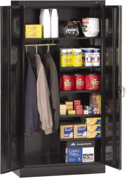 Tennsco - 6 Shelf Combination Storage Cabinet - Steel, 36" Wide x 18" Deep x 72" High, Medium Gray - USA Tool & Supply