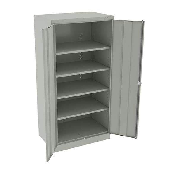 Tennsco - 5 Shelf Locking Storage Cabinet - Steel, 36" Wide x 24" Deep x 72" High, Light Gray - USA Tool & Supply