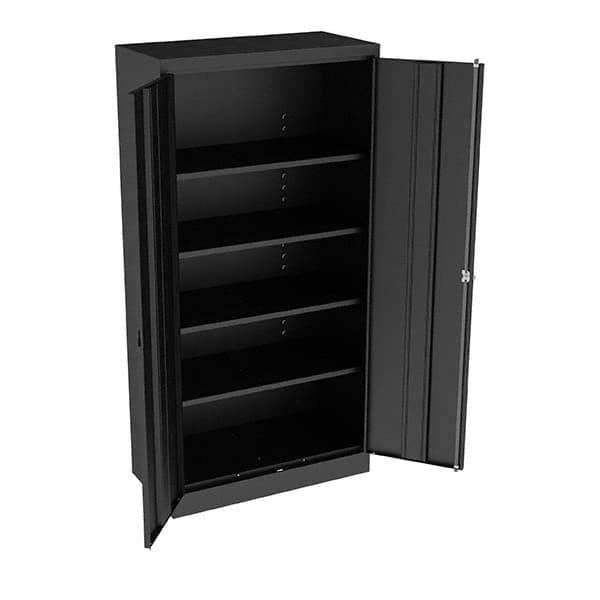 Tennsco - 5 Shelf Locking Storage Cabinet - Steel, 36" Wide x 18" Deep x 72" High, Black - USA Tool & Supply