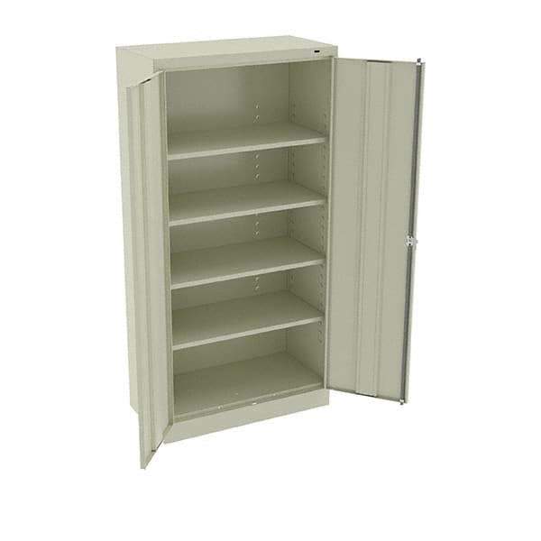 Tennsco - 5 Shelf Locking Storage Cabinet - Steel, 36" Wide x 18" Deep x 72" High, Champagne/Putty - USA Tool & Supply