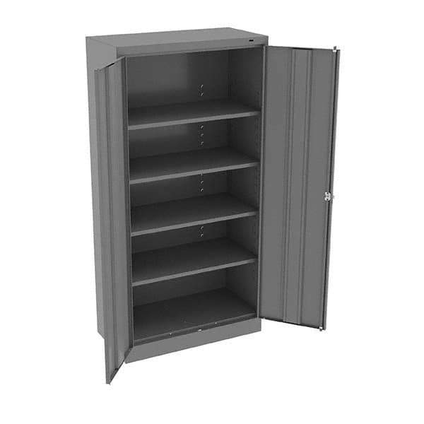 Tennsco - 5 Shelf Locking Storage Cabinet - Steel, 36" Wide x 18" Deep x 72" High, Medium Gray - USA Tool & Supply