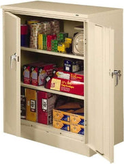 Tennsco - 3 Shelf Locking Storage Cabinet - Steel, 36" Wide x 24" Deep x 42" High, Light Gray - USA Tool & Supply