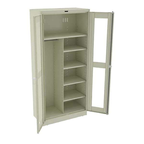 Tennsco - 6 Shelf Combination Storage Cabinet - Steel, 36" Wide x 18" Deep x 78" High, Champagne/Putty - USA Tool & Supply