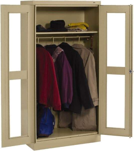 Tennsco - 2 Shelf Wardrobe Storage Cabinet - Steel, 36" Wide x 18" Deep x 72" High, Light Gray - USA Tool & Supply