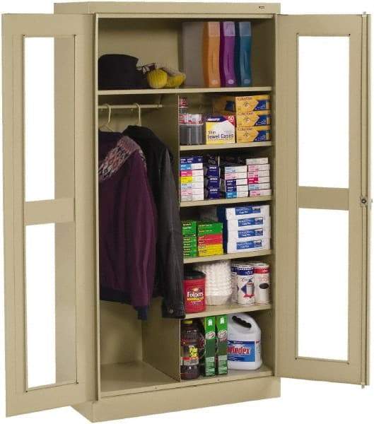 Tennsco - 6 Shelf Combination Storage Cabinet - Steel, 36" Wide x 18" Deep x 72" High, Black - USA Tool & Supply
