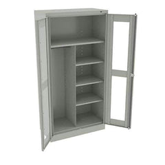 Tennsco - 6 Shelf Combination Storage Cabinet - Steel, 36" Wide x 18" Deep x 72" High, Light Gray - USA Tool & Supply