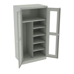 Tennsco - 6 Shelf Combination Storage Cabinet - Steel, 36" Wide x 24" Deep x 72" High, Light Gray - USA Tool & Supply