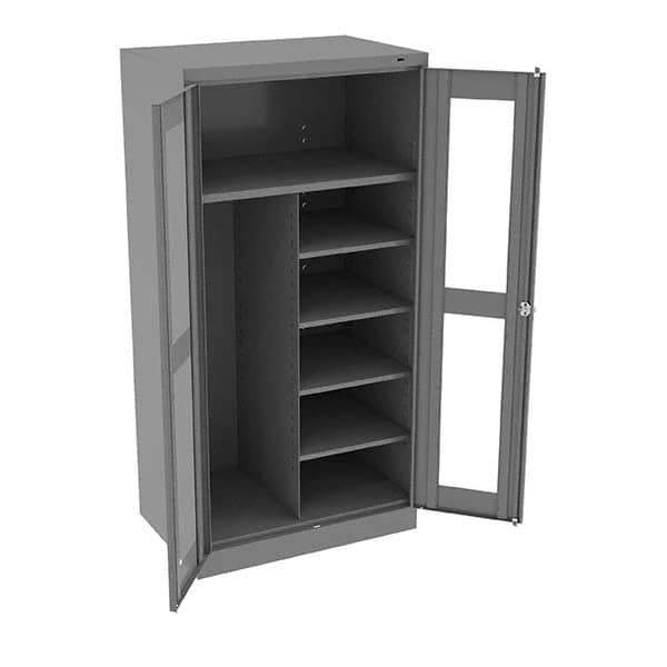 Tennsco - 6 Shelf Combination Storage Cabinet - Steel, 36" Wide x 24" Deep x 72" High, Medium Gray - USA Tool & Supply