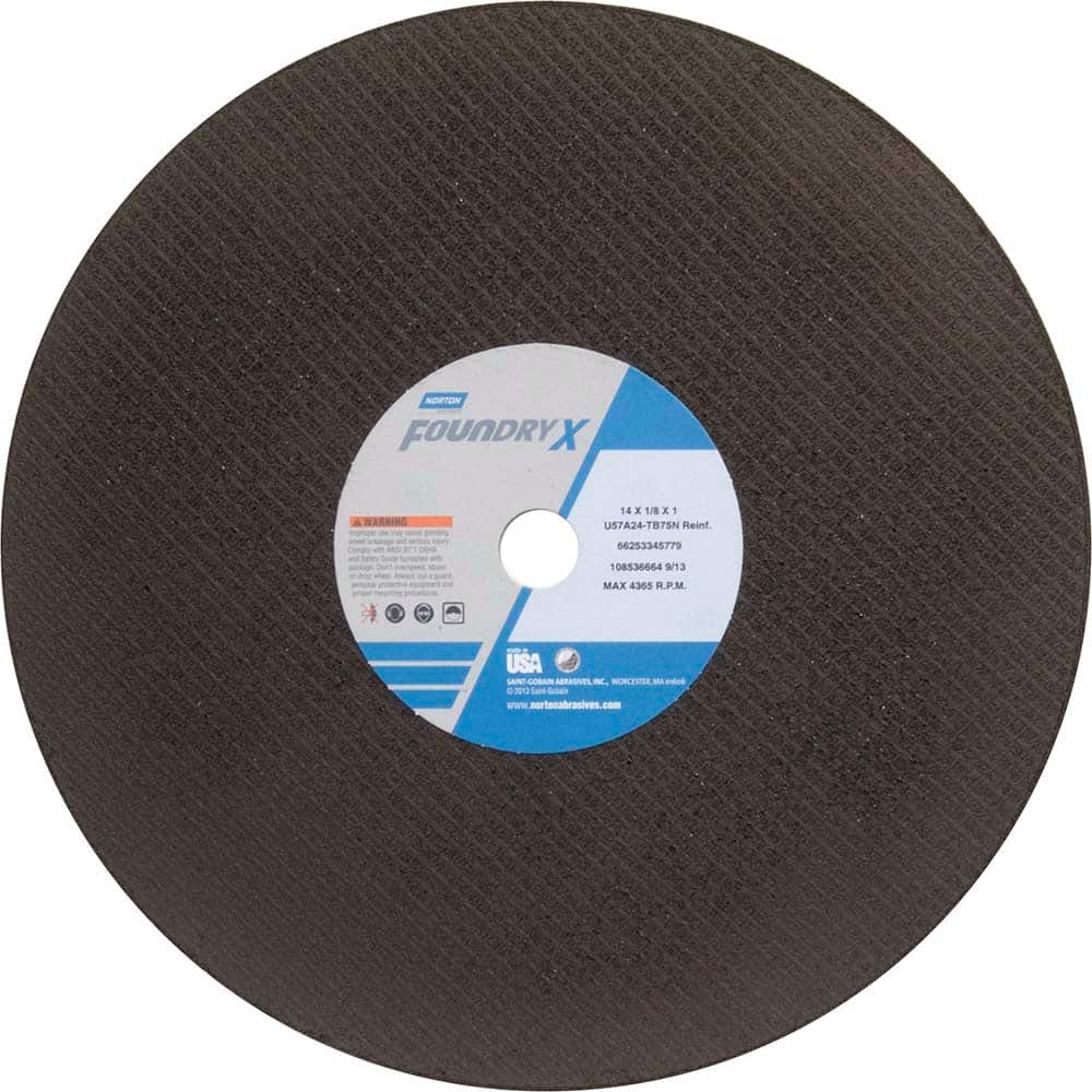 Norton - 14 x 1/8, 1" Hole 30 Grit Aluminum Oxide Cutoff Wheel - USA Tool & Supply