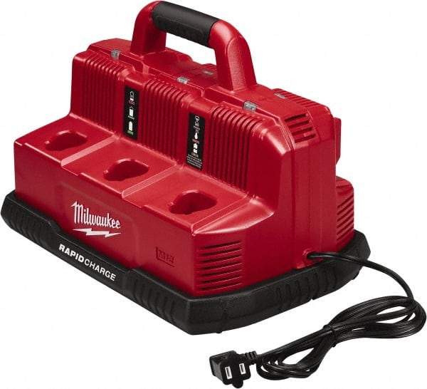 Milwaukee Tool - 18 Volt, 6 Battery Lithium-Ion Power Tool Charger - 1 hr to Charge - USA Tool & Supply