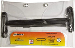 Bondhus - T-Handle Hex Key Set - Hex Range 3/32 to 1/4", Protanium High Torque Steel - USA Tool & Supply