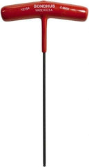Bondhus - 2.5mm Hex, T-Handle Cushion Grip, Ball End Hex Key - 172mm OAL, Protanium High Torque Steel, Metric System of Measurement - USA Tool & Supply