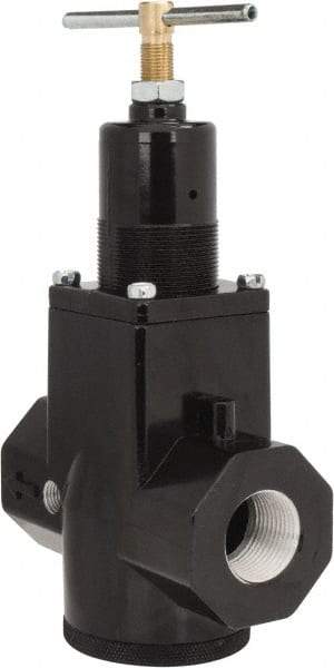 PRO-SOURCE - 1-1/2 NPT Port, 700 CFM, Aluminum Hi-Flow Regulator - 5 to 125 psi Range, 250 Max psi Supply Pressure, 1/4" Gauge Port Thread, 2-3/4" Wide x 9-1/2" High - USA Tool & Supply