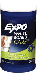 Expo - Dry Erase Surface Cleaner - Includes 50 White Board Cleaning Wipes, For Use with Dry Erase Marker Boards - USA Tool & Supply