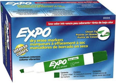 Expo - Green Low Odor Chisel Tip 12 Pack Dry Erase Markers - For Use with Dry Erase Marker Boards - USA Tool & Supply