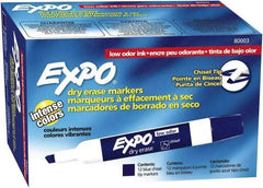Expo - Blue Low Odor Chisel Tip 12 Pack Dry Erase Markers - For Use with Dry Erase Marker Boards - USA Tool & Supply