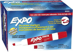 Expo - Red Low Odor Chisel Tip 12 Pack Dry Erase Markers - For Use with Dry Erase Marker Boards - USA Tool & Supply