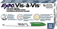Expo - Green Fine Tip 12 Pack Wet Erase Markers - For Use with Dry Erase Marker Boards - USA Tool & Supply