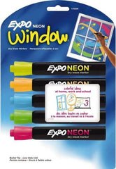 Expo - Blue, Green, Orange, Pink & Yellow Bullet Tip Neon 5 Pack Dry Erase Markers - For Use with Dry Erase Marker Boards - USA Tool & Supply
