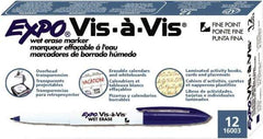 Expo - Blue Fine Tip 12 Pack Wet Erase Markers - For Use with Dry Erase Marker Boards - USA Tool & Supply