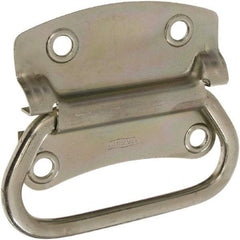 National Mfg. - 3-1/2" Wide Plate x 2-39/50" High Plate, 2-3/4" Bail ID, #0, Steel Chest Handle - #6 Screw, 4.23" Wide x 3.53" High, 0.28" Mounting Hole Diam, Zinc Plated, 4 Holes - USA Tool & Supply