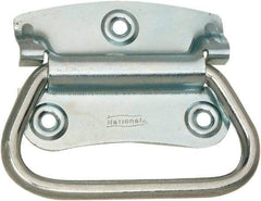 National Mfg. - 2-3/4" Wide Plate x 2" High Plate, 2" Bail ID, #0, Steel Chest Handle - #6 Screw, 3.35" Wide x 2.74" High, 0.165" Mounting Hole Diam, Zinc Plated, 4 Holes - USA Tool & Supply