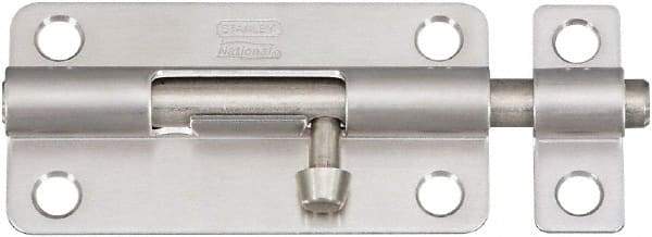 National Mfg. - 4" Long, 1.53" Wide Barrel Bolts - Stainless Steel - USA Tool & Supply